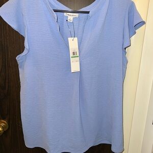 Calvin Klein Women's Light Blue Short Sleeve Top